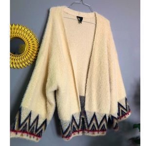 Fuzzy Tribal Oversized Cardigan